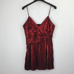 Retrofete Women's Medium Dress Red Lumi Pleated Metallic Mini Tank CG7